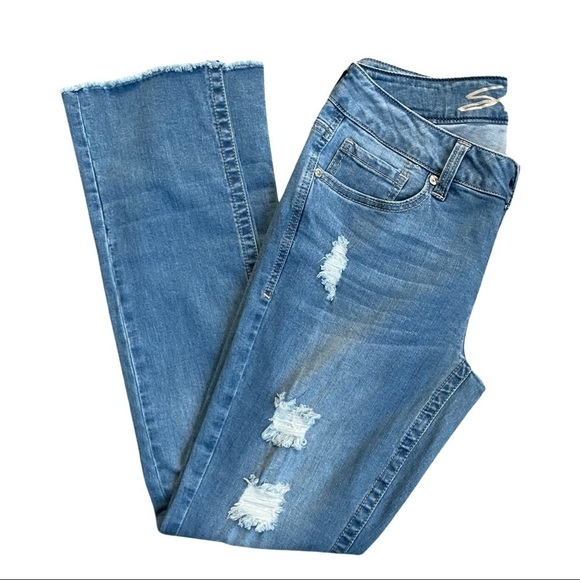 Seven7 Distressed Slim Straight Jeans SALE - Picture 3 of 11